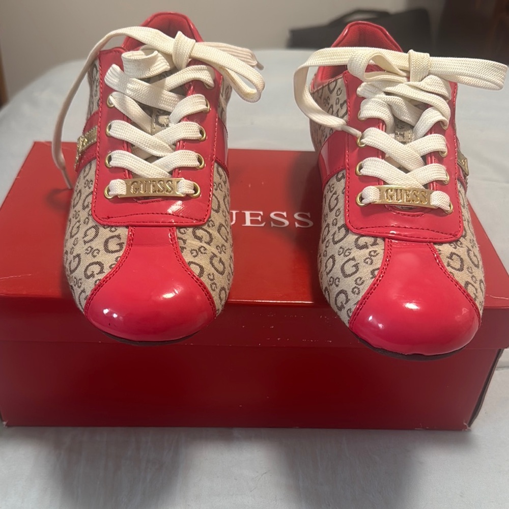 GUESS Women Pink and Tan Sneakers